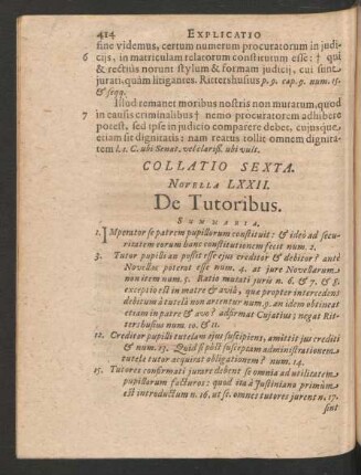 Collatio Sexta. Novella LXXII. - LXXXVIII.