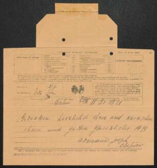 Brief von Joseph Chapiro und Adrienne Chapiro an Gerhart Hauptmann