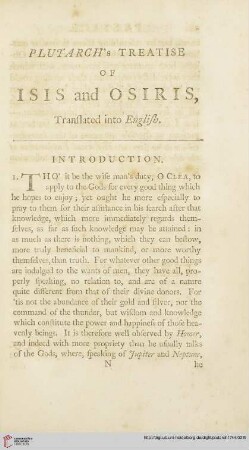 Plutarch's treatise of Isis and Osiris, Translated into English