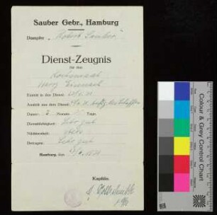 Harry Eisenach, Dienstzeugnis "Robert Sauber"