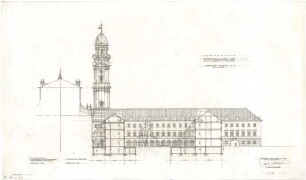 Gsaenger, Gustav; München, Theatinerstr.; Bayerisches Kultusministerium, Erweiterung - Erweiterungsbau, Endgültiges Vorprojekt, Ladenhof (Schnitt)