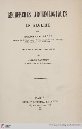 Recherches archéologiques en Algérie