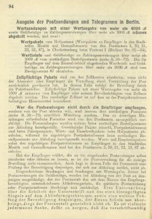 Ausgabe der Postsendungen und Telegramme in Berlin
