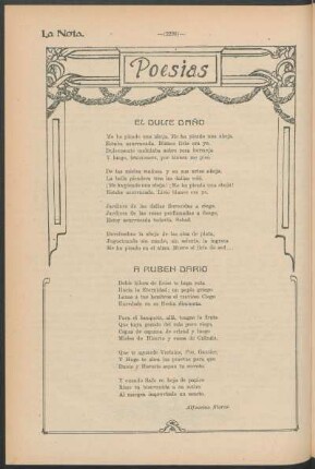 Poesías : El dulce daño [y] A Rubén Darío