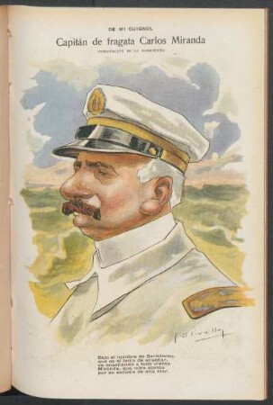 Capitán de fragata Carlos Miranda, comandante de la Sarmiento - [Caricatura] : De mi Guignol
