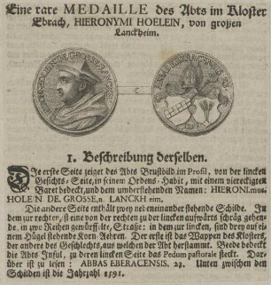 Bildnis des Hieronymus Hoelein, Abt des Klosters Ebrach