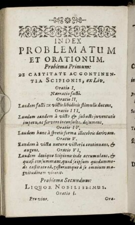 Index Problematum Et Orationum.