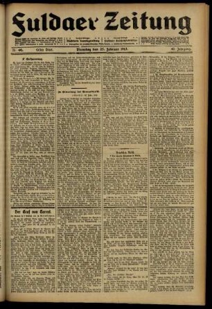 Erste Ausgabe vom Dienstag, den 25. Februar 1913.