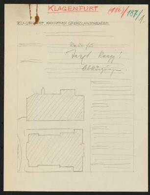 Neues Theater, Klagenfurt: Layout-Skizze, zwei Seiten