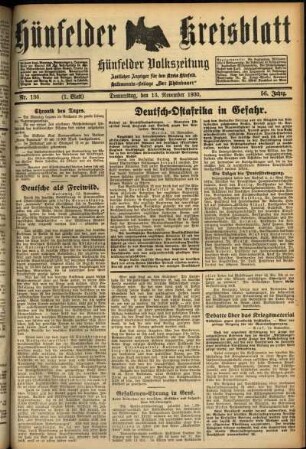Erste Ausgabe vom Donnerstag, den 13. November 1930.