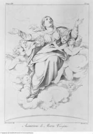 Choix de gravures à l'eau forte, d'après les peintures originales et les marbres de la galerie de Lucien Bonaparte : 142 gravures, Londres : Bulmer [u.a.], 1812. - 7, [142] S. : Ill. ; 2°, Mariae Himmelfahrt (Taf. 87)
