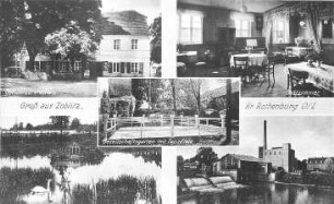 Rothenburg/O.L.-Lodenau. Pappenfabrik Gebr. Fünfstück u.a. Ansichten, Ansichtskarte, um 1920, Repro (RA Görlitz, Postkartensammlung)