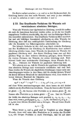 § 53. Das Graeffesche Verfahren für Wurzeln mit verschiedenen absoluten Beträgen.