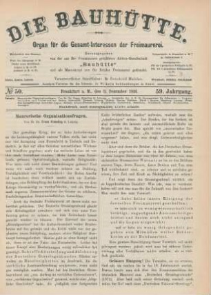 No. 50. Frankfurt a. M., den 9. Dezember 1916. 59. Jahrgang.