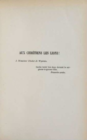 Aux chrétiens les lions