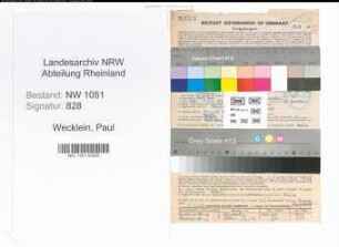 Entnazifizierung Paul Wecklein , geb. 22.07.1901 (Elektriker)