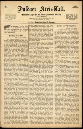 Erste Ausgabe vom Sonntag, den 13. Januar 1878.