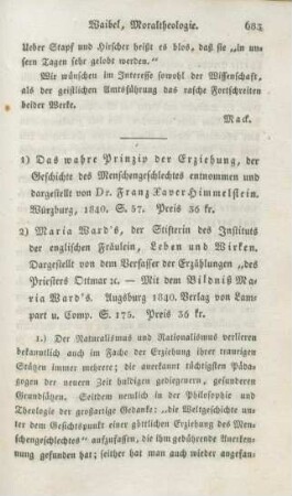 683-691 [Rezension] Himmelstein, Franz Xaver, Das wahre Prinzip der Erziehung, der Geschichte des Menschengeschlechtes entnommen und dargestellt