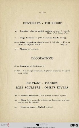 Bronzes - Ivoires - Bois sculptés - Objets divers (Nr. 101-115)