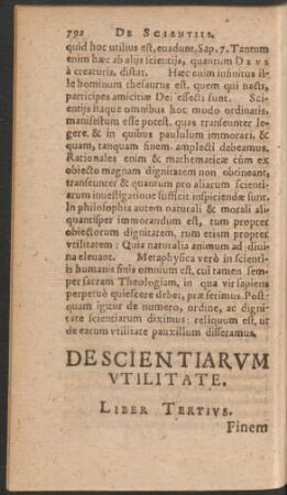 De Scientiarum Utilitate. Liber Tertius.