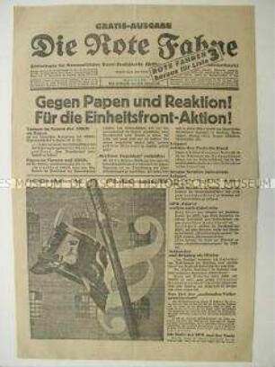 Sonderausgabe der kommunistischen Tageszeitung "Die Rote Fahne" zur Reichstagswahl am 6. November