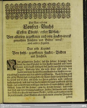 Des Neu-edirten Confect-Buchs Ersten Theils ...