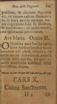 Pars X. Cultus sanctorum.