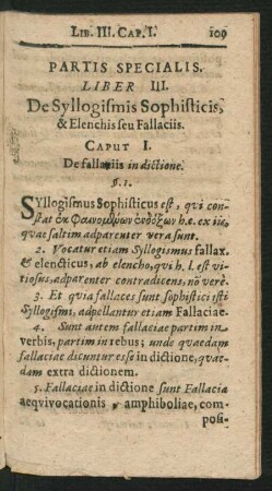 Liber III. De Syllogismis Sophisticis, & Elenchis seu Fallaciis.