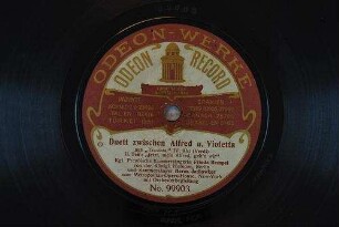 Duett zwischen Alfred u. Violetta : aus "Traviata" IV. Akt; II. Teil : "Jetzt, mein Alfred, geh'n wir" / (Verdi)