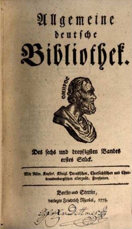Allgemeine deutsche Bibliothek. 36. 1778