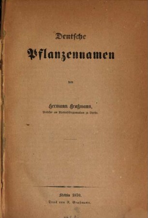 Deutsche Pflanzennamen