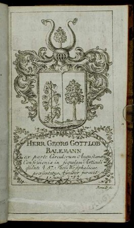 Herr Georg Gottlob Balemann[...]