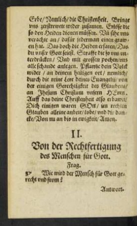 II. Von der Rechtfertigung des Menschen für Gott.