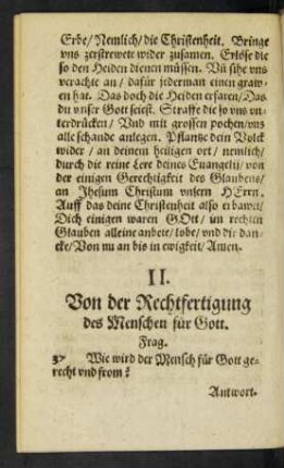 II. Von der Rechtfertigung des Menschen für Gott.