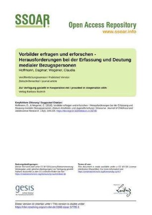 Vorbilder erfragen und erforschen - Herausforderungen bei der Erfassung und Deutung medialer Bezugspersonen