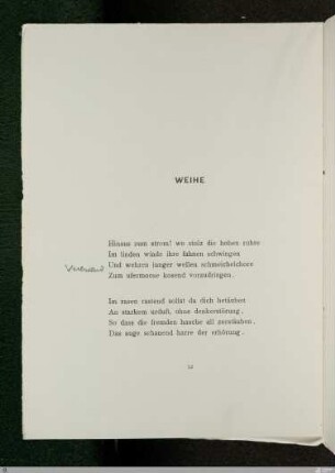 Verbietend (Weihe, Vers 3, 21 - 22) : [SW II: H11(Hymnen)]; [SW II, S. 10/101]