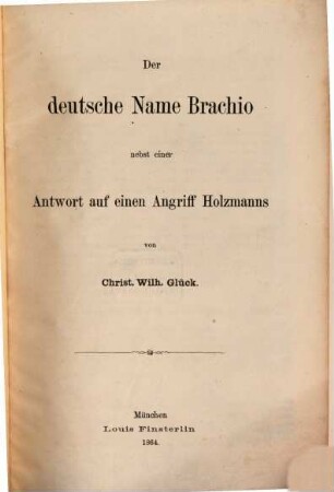 Der deutsche Name Brachio nebst einer Antwort auf einen Angriff Holzmanns