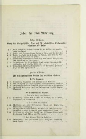 Inhalt der ersten Abtheilung