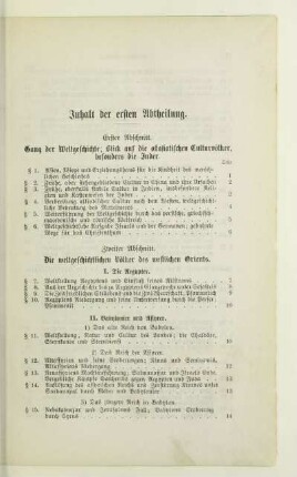 Inhalt der ersten Abtheilung