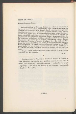 Feira da ladra : Revista literaria mensal