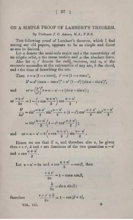 On a simple proof of Lambert's theorem.