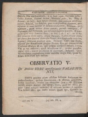 Observatio V. De Amicis Iobi antesignanis Palaemonis