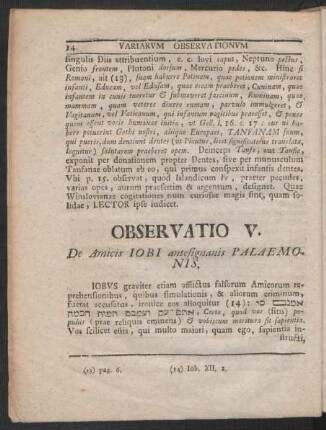Observatio V. De Amicis Iobi antesignanis Palaemonis