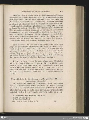 Unterschiede in der Entwicklung von Halogensilberschichten verschiedener Korngrösse