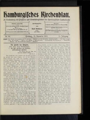Nr. 46. Hamburg, 15. November 1914. 11. Jahrgang.
