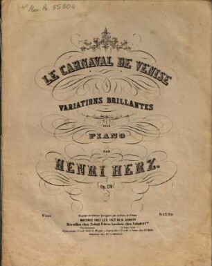 Le carnaval de Venise : variations brillantes ; pour piano ; op. 170