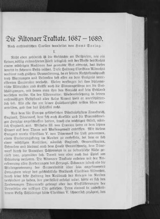 Die Altonaer Traktate, 1687-1689.