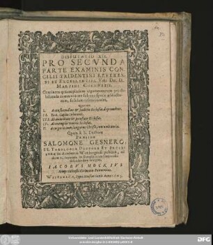 Disputatio XII. Pro Secunda Parte Examinis Concilii Tridentini Reverendi Et Excellentiss. Viri Dn. D. Martini Chemnitii : Continens quintuplicium argumentorum pro stabilienda communione sub una specie adductorum, solidam refutationem ...