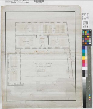 Münster (Münster) Gymnasium Paulinum Grundriß 1. Stockwerk 1786 50 münst. Fuß = 14,9 cm 58 x 45 kol. Zeichnung KSM Nr. 1005