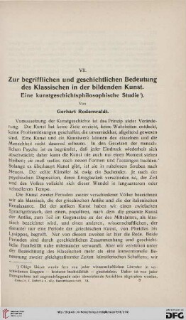 Zur begrifflichen und geschichtlichen Bedeutung des Klassischen in der bildenden Kunst: Eine kunstgeschichtsphilosophische Studie